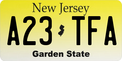 NJ license plate A23TFA