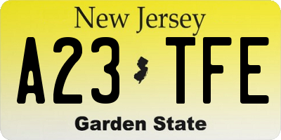 NJ license plate A23TFE