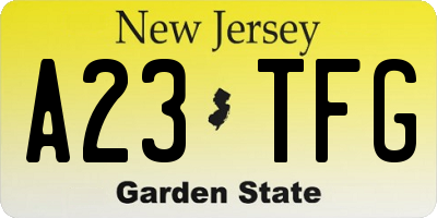 NJ license plate A23TFG