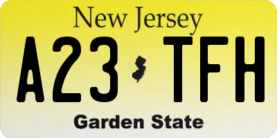NJ license plate A23TFH