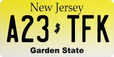 NJ license plate A23TFK