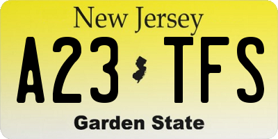 NJ license plate A23TFS