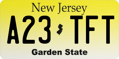 NJ license plate A23TFT