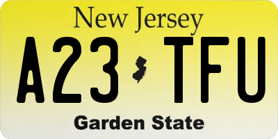 NJ license plate A23TFU