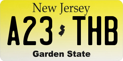 NJ license plate A23THB