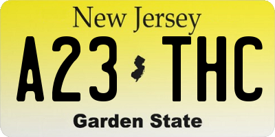 NJ license plate A23THC