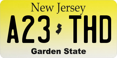 NJ license plate A23THD