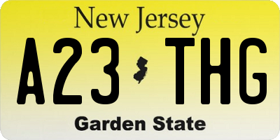 NJ license plate A23THG