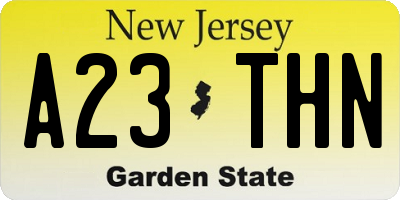 NJ license plate A23THN