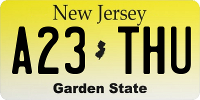 NJ license plate A23THU