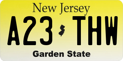 NJ license plate A23THW