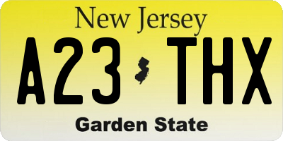 NJ license plate A23THX