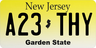 NJ license plate A23THY