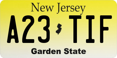 NJ license plate A23TIF