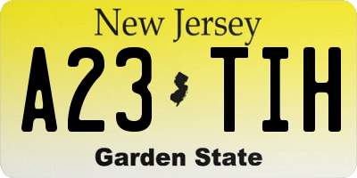 NJ license plate A23TIH