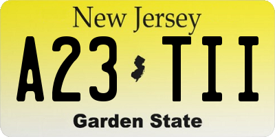 NJ license plate A23TII