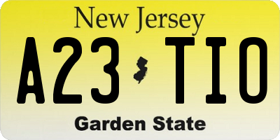 NJ license plate A23TIO