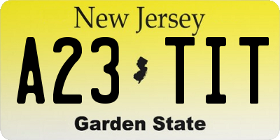 NJ license plate A23TIT