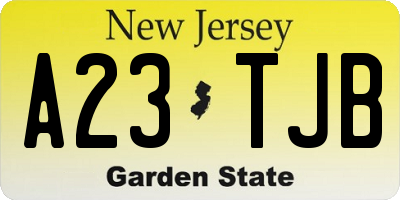 NJ license plate A23TJB