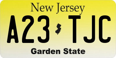 NJ license plate A23TJC