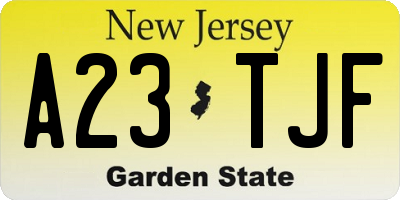 NJ license plate A23TJF