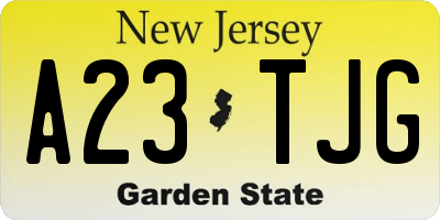 NJ license plate A23TJG