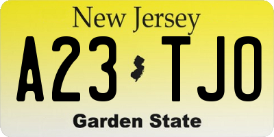 NJ license plate A23TJO