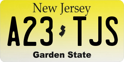 NJ license plate A23TJS