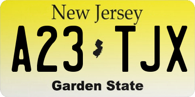 NJ license plate A23TJX