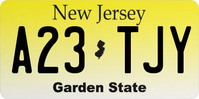 NJ license plate A23TJY