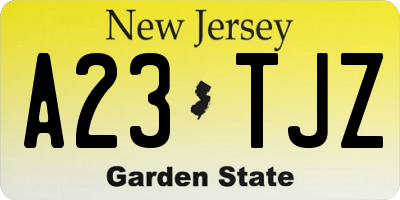 NJ license plate A23TJZ