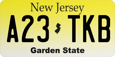 NJ license plate A23TKB