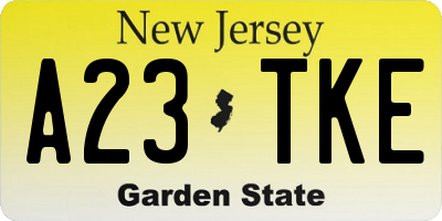 NJ license plate A23TKE