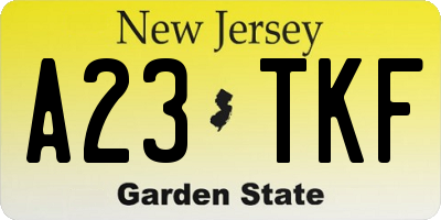 NJ license plate A23TKF