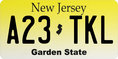 NJ license plate A23TKL