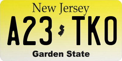 NJ license plate A23TKO