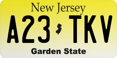NJ license plate A23TKV