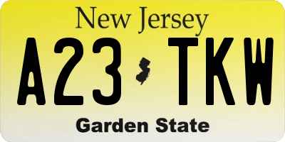 NJ license plate A23TKW
