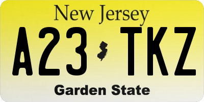 NJ license plate A23TKZ