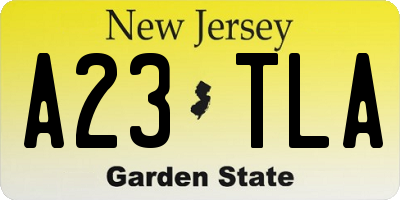 NJ license plate A23TLA