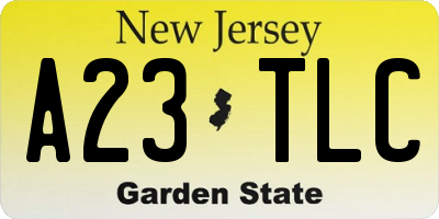 NJ license plate A23TLC