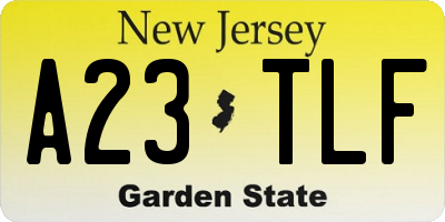 NJ license plate A23TLF