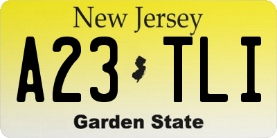 NJ license plate A23TLI