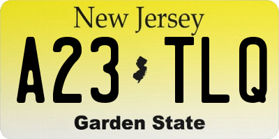 NJ license plate A23TLQ