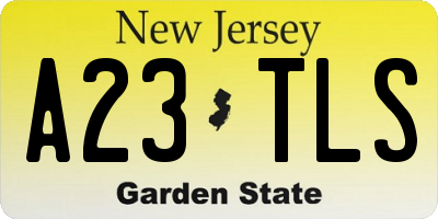 NJ license plate A23TLS