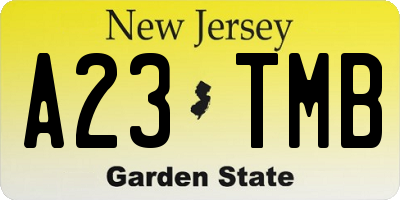 NJ license plate A23TMB