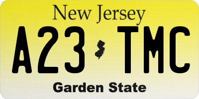 NJ license plate A23TMC