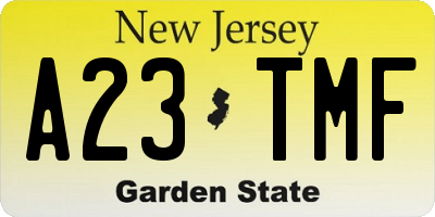 NJ license plate A23TMF