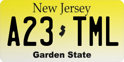 NJ license plate A23TML