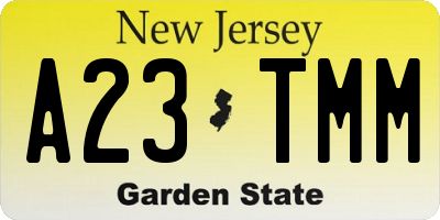 NJ license plate A23TMM